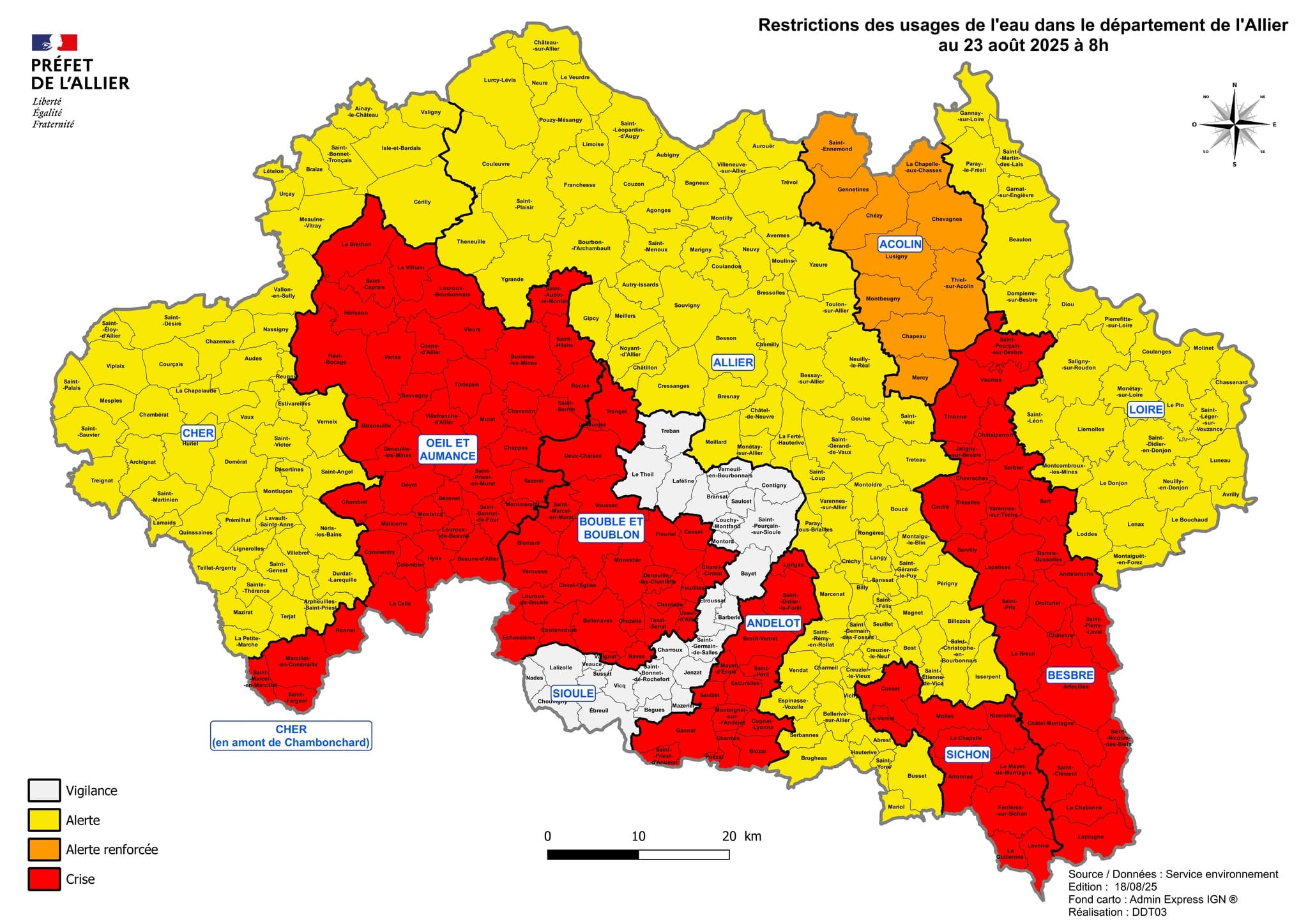 Carte Sécheresse Août 2025